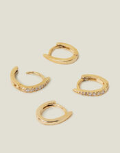 2-Pack 14ct Gold-Plated Pointed Hoop Earrings, , large