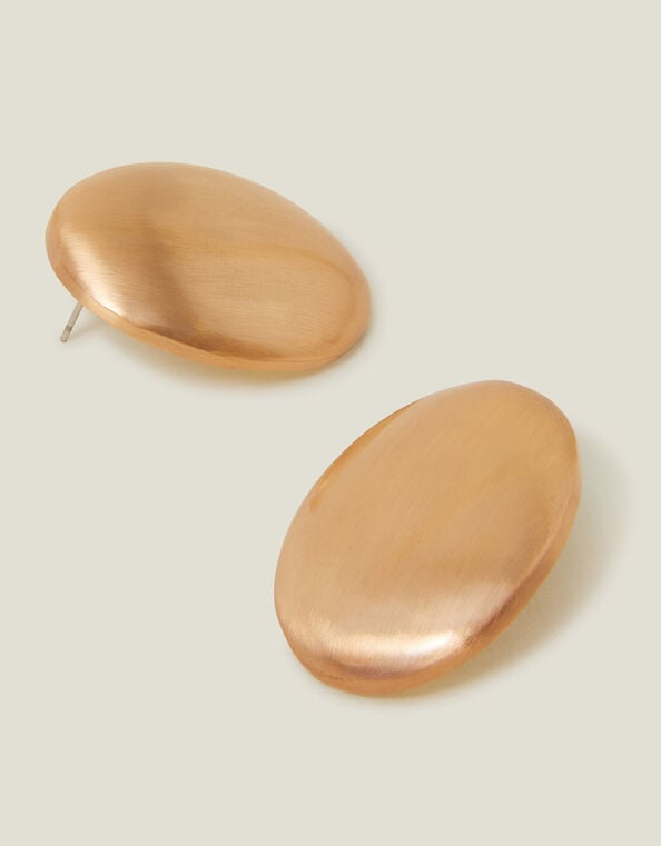 Large Oval Brushed Stud Earrings, , large