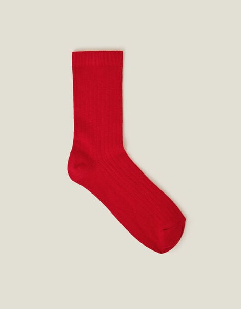 Rib Red Socks, Red (RED), large