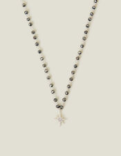 Sterling Silver-Plated Beaded Star Pendant Necklace, , large