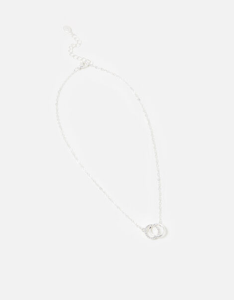 Linked Circle Pendant Necklace, Silver (SILVER), large