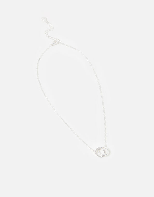 Linked Circle Pendant Necklace, Silver (SILVER), large