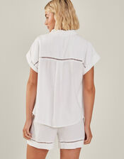 Cap Sleeve Pocket Shirt, White (WHITE), large