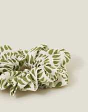 Leafy Block Print Hair Scrunchie, , large