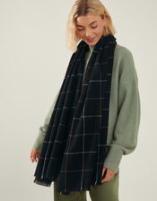 Oversized Check Blanket Scarf, , large