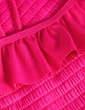 Girls Textured Frill Swimsuit, Pink (PINK), large