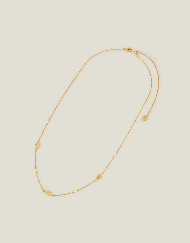 14ct Gold-Plated Pearl Station Necklace, , large