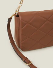 Large Quilted Cross-Body Bag, Tan (TAN), large