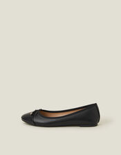 Bow Detail Ballerina Flats, Black (BLACK), large