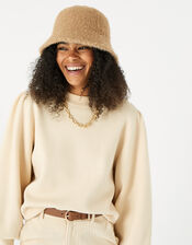 Fluffy Bucket Hat, Camel (CAMEL), large