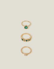 3-Pack Gemstone Rings, Green (GREEN), large