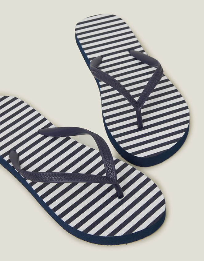 Stripe Flip Flops, Blue (NAVY), large