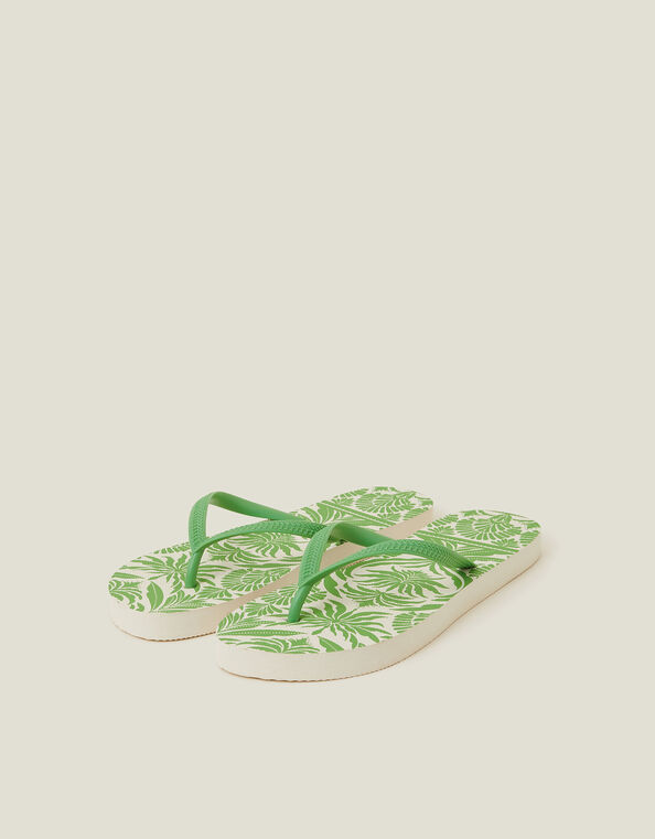 Ornate Print Flip Flops, Green (GREEN), large