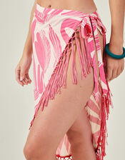 Squiggle Print Fringe Sarong, Pink (PINK), large