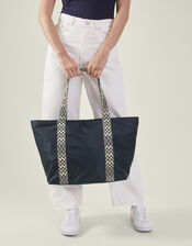 Webbing Strap Tote Bag, Blue (NAVY), large