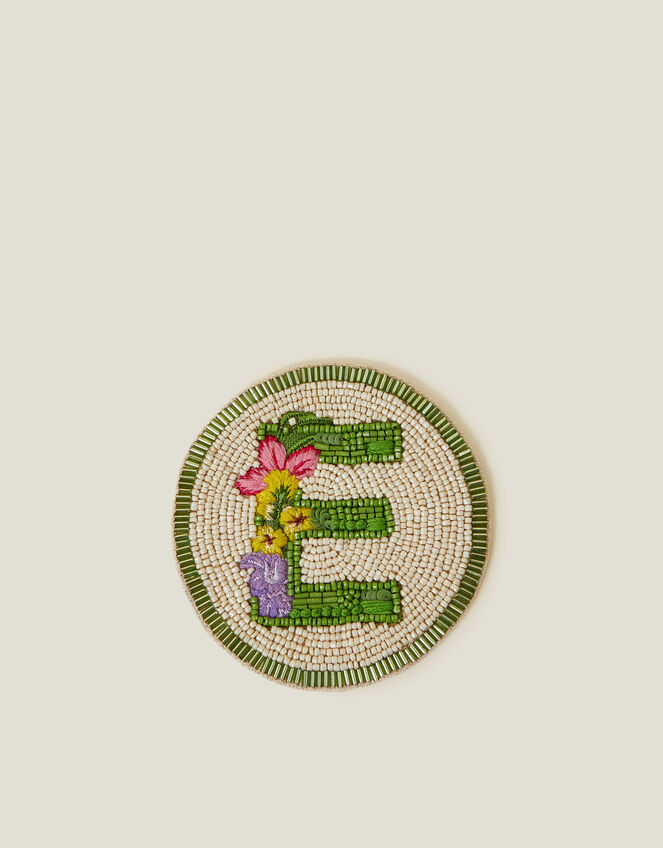 Round Beaded Initial Coaster, Multi (BRIGHTS MULTI), large