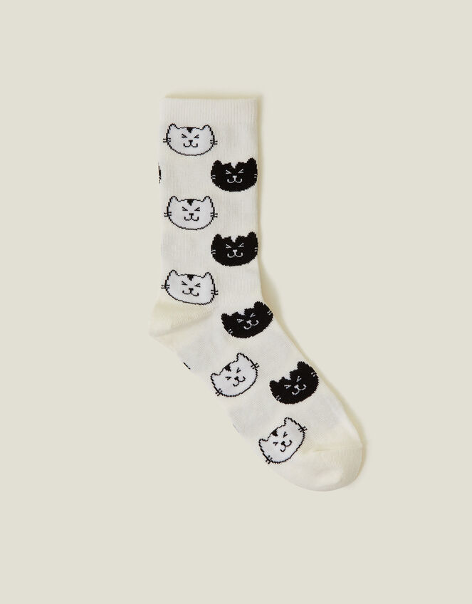 Cat Face Print Socks, , large