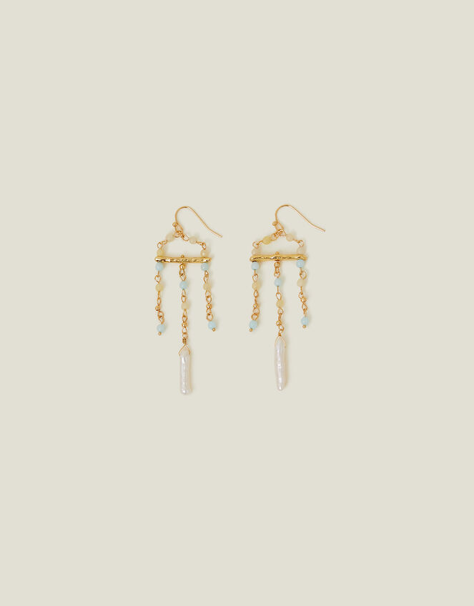 14ct Gold-Plated Pearl Chandelier Drop Earrings, , large