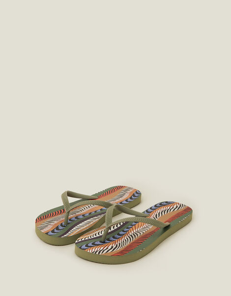 Feather Print Flip Flops, BRIGHTS MULTI, large