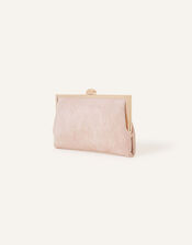 Suedette Clip Frame Clutch Bag, Nude (NUDE), large