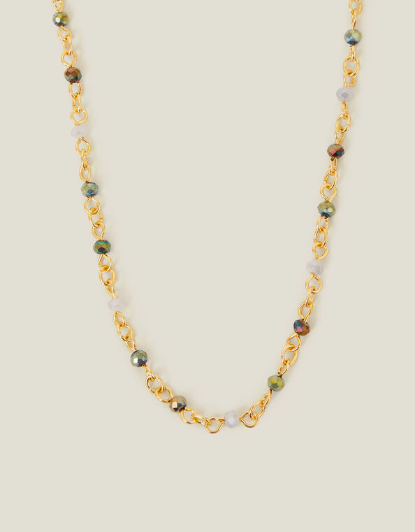 14ct Gold-Plated Beaded Station Necklace, , large