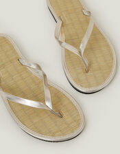 Plain Seagrass Flip Flops, Gold (GOLD), large