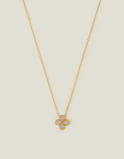 14ct Gold-Plated Sparkle Flower Pendant Necklace, , large