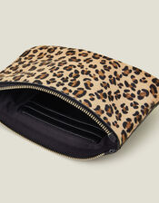 Leopard Print Leather Pouch, , large