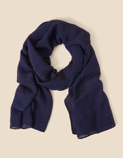 Lightweight Pleat Scarf, Blue (NAVY), large