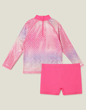 Girls Mermaid Rash Vest Swim Set, Pink (PINK), large