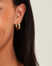 14ct Gold-Plated Cut-Out Hoops, , large