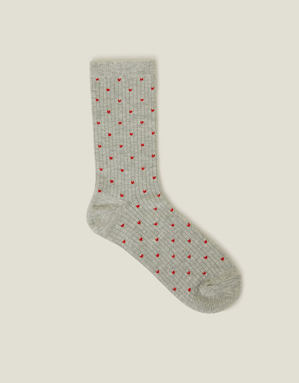 Heart Print Rib Socks, , large