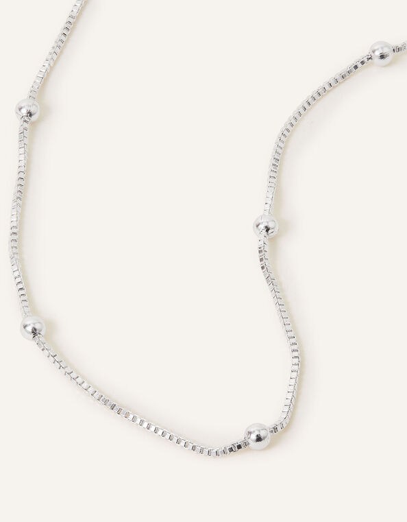 Beaded Chain Necklace , Silver (SILVER), large