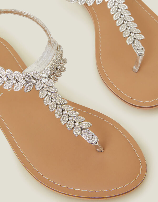 Diamante Leaf Embellished Sandals, White (CRYSTAL), large