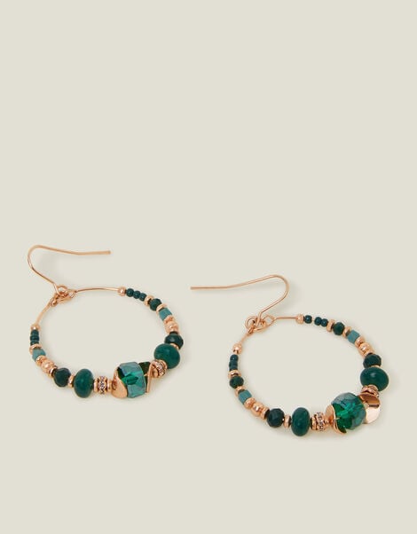 Small Beaded Hoop Earrings, , large