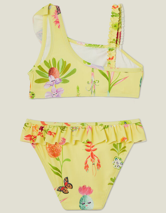 Girls Floral Print Bikini, Yellow (YELLOW), large