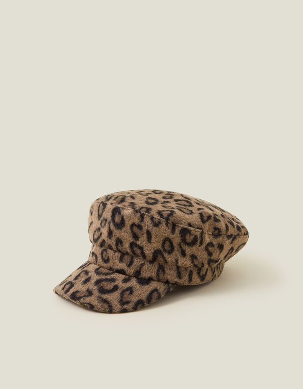 Leopard Print Baker Boy Hat, , large