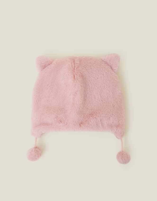 Girls Fluffy Faux Fur Cat Chullo Hat, Pink (PINK), large