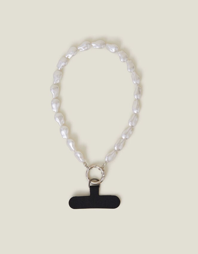 Faux Pearl Bead Phone Wrist Strap, , large