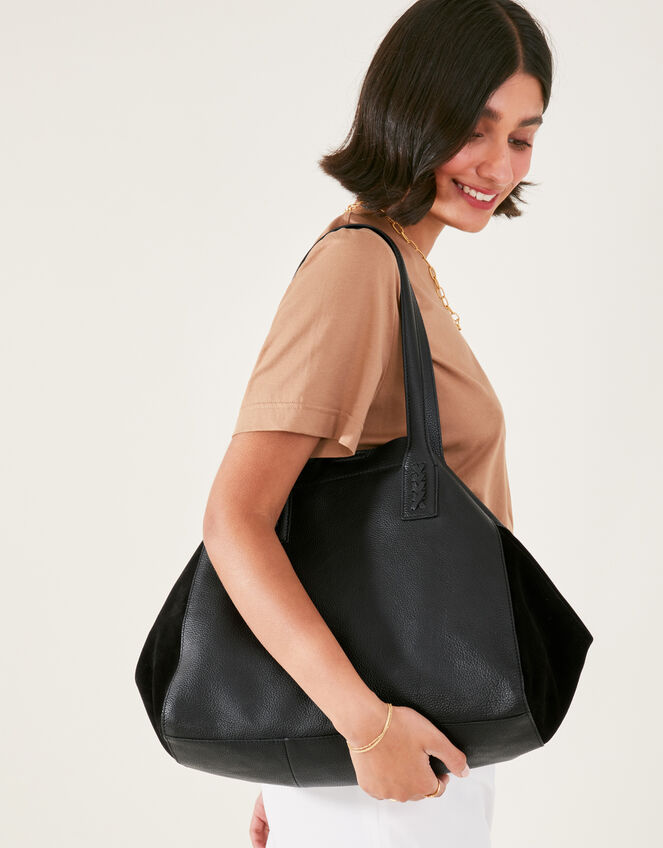 Leather Stitch Detail Tote Bag | Leather bags | Accessorize UK