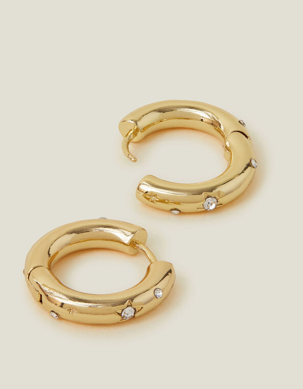 14ct Gold-Plated Celestial Chunky Hoop Earrings, , large