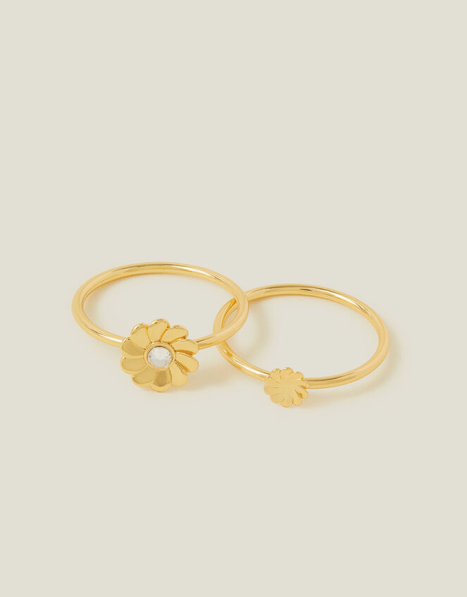 2-Pack 14ct Gold-Plated Flower Rings, Gold (GOLD), large