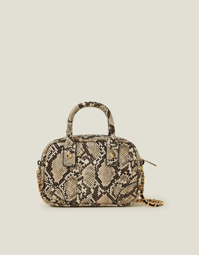 Mini Faux Snakeskin Cross-Body Bag, , large