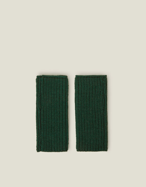 Ribbed Cut Off Gloves, Green (GREEN), large