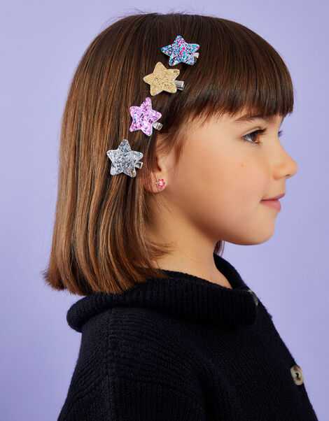 4-Pack Girls Star Salon Clips, , large