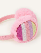 Girls Stripe Knit Earmuffs, , large