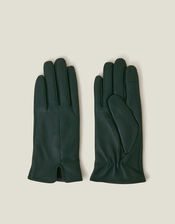 Fleece Lined Touchscreen Leather Gloves, Green (GREEN), large