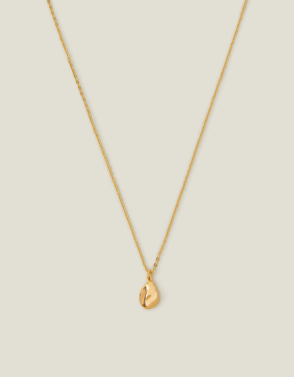 14ct Gold-Plated Molten Teardrop Pendant Necklace, , large