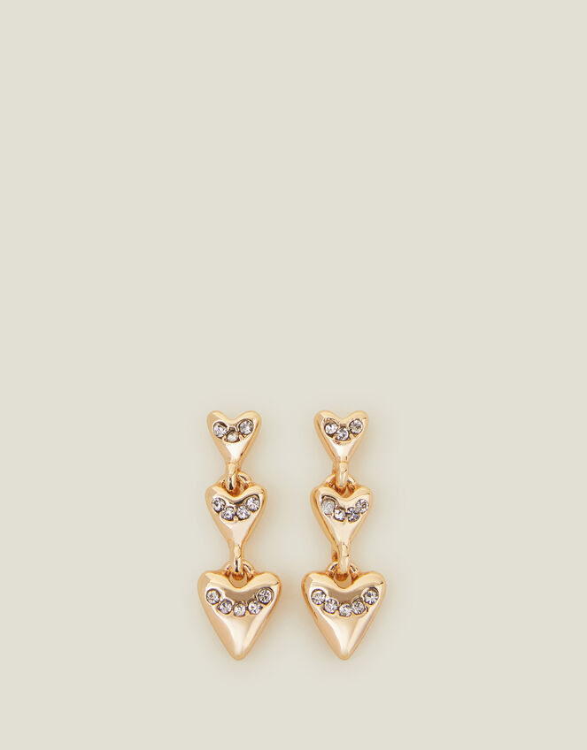Triple Heart Drop Earrings, , large