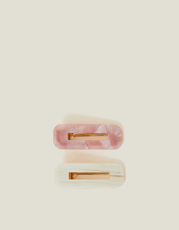 2-Pack Marble Resin Snap Hair Clips, , large